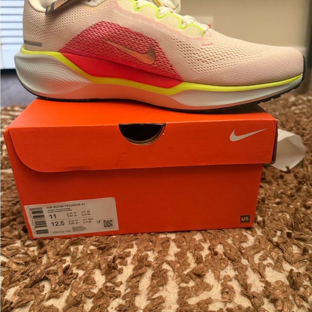 Unisex Nike Pink and Yellow Athletic Shoes Performance Design Pegasus brand